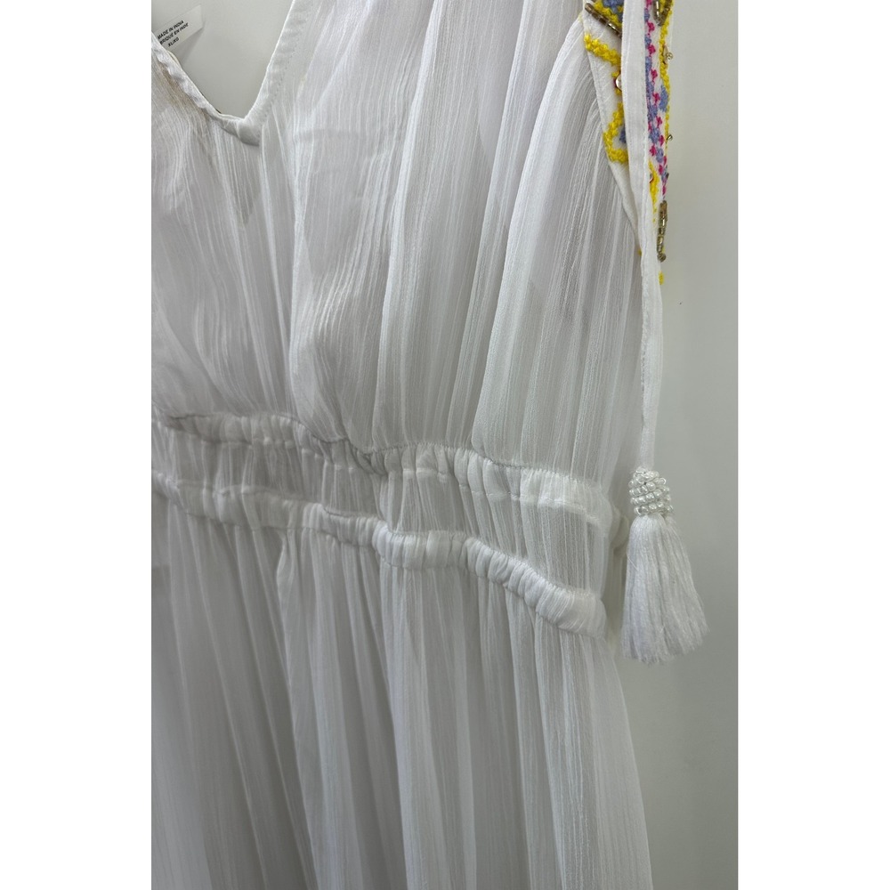 NEW Ramy Brook Sienna Embroidered Chiffon Swim Cover-Up Maxi Dress White XL $365 - Picture 9 of 16